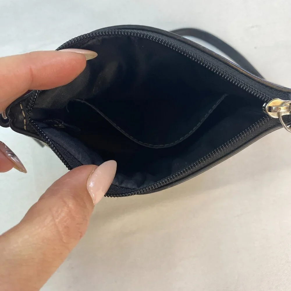 Coach Signature Jacquard Wristlet 6371 | Black Canvas & Leather  |  Lola 🖤